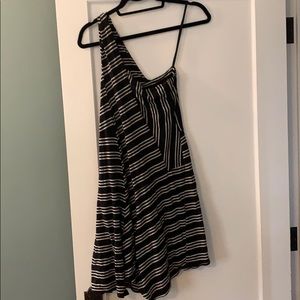 Anthropologie Maeve Moka One-Shoulder Dress